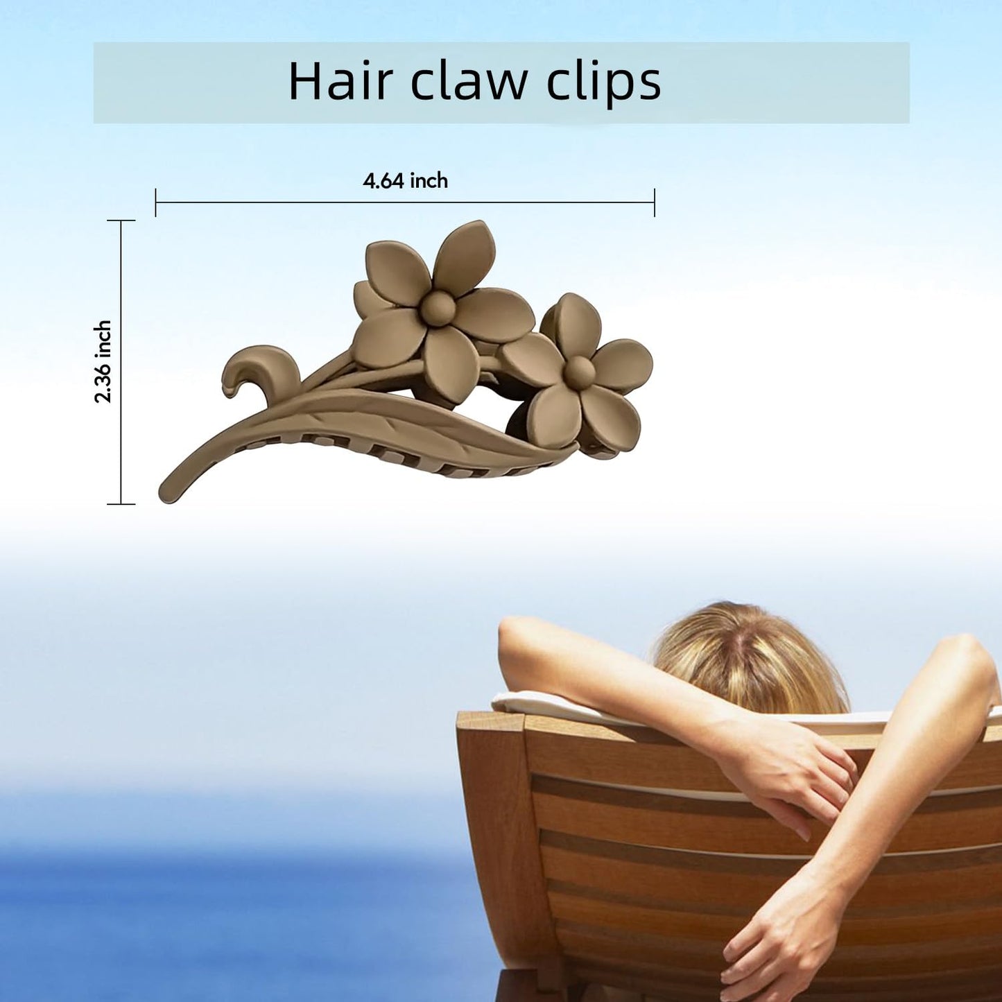 MARY LAVENDER Big Claw Clips Flower Shape for Women and Girls, Non Slip Strong Hold Hair Clips for Thick Hair, 4 Neutral Colors