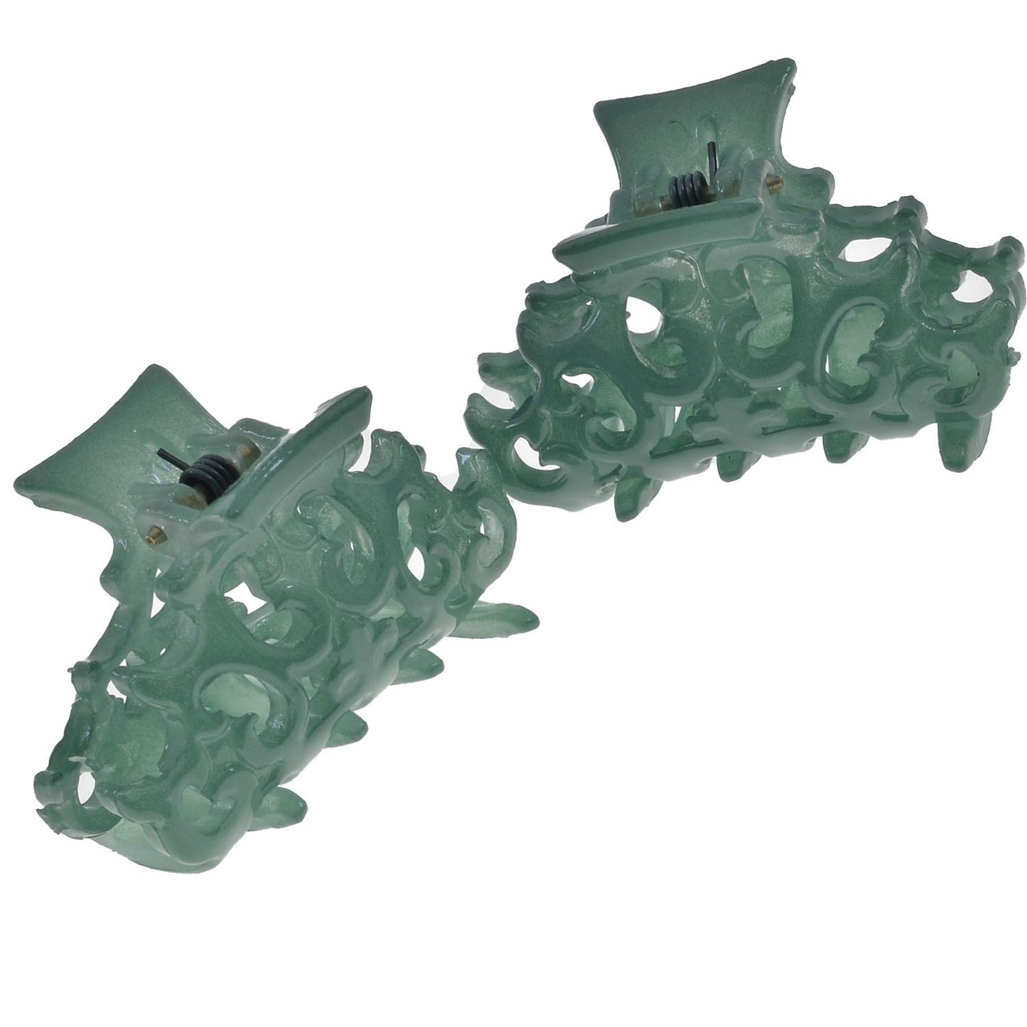 Camila Paris CP2908/2 Set of 2 French Hair Clip for Women, Green Antique Girls Hair Claw Clips Jaw Fashion Durable Styling Hair Accessories for Women, Strong Hold No Slip Grip, Made in France