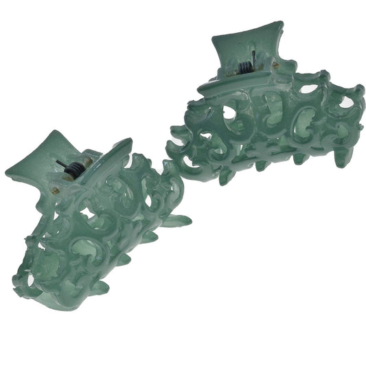 Camila Paris CP2908/2 Set of 2 French Hair Clip for Women, Green Antique Girls Hair Claw Clips Jaw Fashion Durable Styling Hair Accessories for Women, Strong Hold No Slip Grip, Made in France