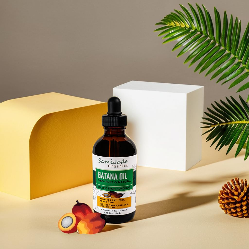 Batana Oil for Hair Growth, Cold-Pressed Organic 100% Pure & Natural Sourced from Honduras - For Thicker & Stronger Hair for Men & Women (4 FL OZ)