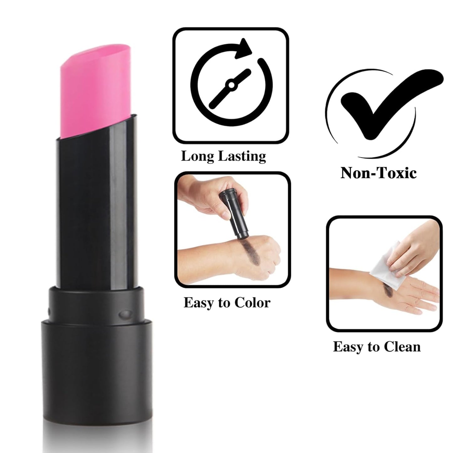 MEICOLY 3Pcs Pink Face Body Paint Stick for Halloween SFX Cosplay Makeup,Pink Accessories for Spirit Week,Eye Black Stick,Sweat Proof Waterproof Eye Black Baseball Softball Football Lacrosse