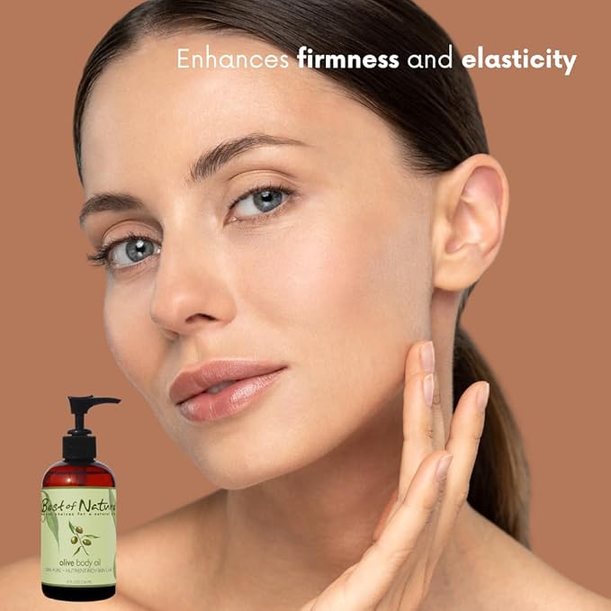 Best of Nature 100% Pure Olive Massage & Body Oil - Cold Pressed, Unscented Moisturizer for Skin & Hair, Bath Oil, Half Gallon (64 fl oz)