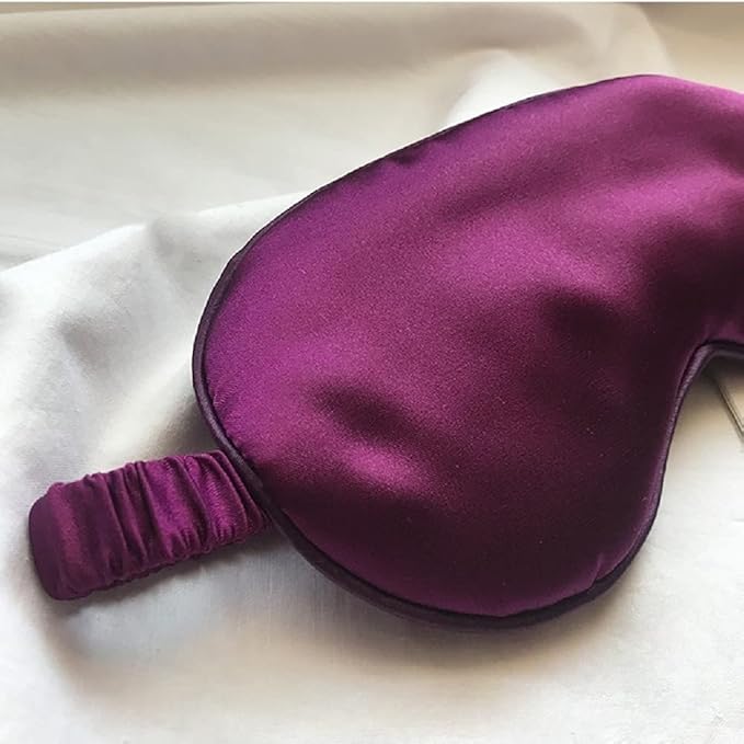 Silk Satin Sleeping Eye Mask, Dark Purple Sleep Eye Mask Night Blindfold for Women and Men, Soft Breathable Blackout Eyeshade Eye Cover for Travel, Wedding Bridesmaid Gift
