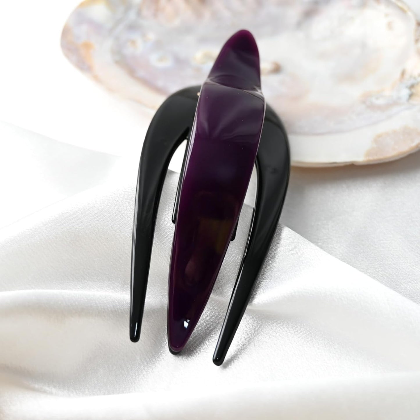 Handmade Celluloid French Design Tortoise Shell Barrettes Side-slide Opening Duck Luxury Fashion Accessories Hair Clip Claw for Women (grape purple)