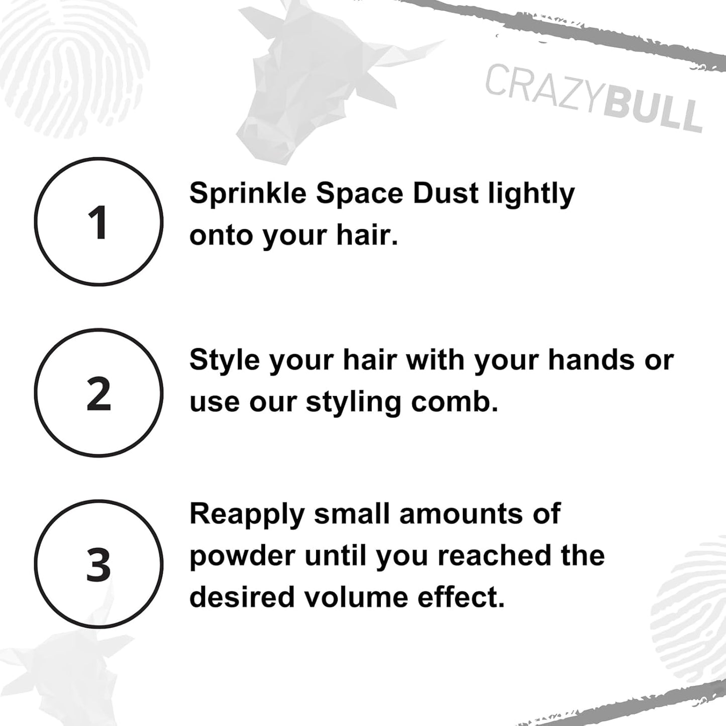 Crazy Bull Hair Space Dust Hair Texture Powder - Vegan Friendly Men - Lightweight Short-Medium Hair - 0.7 oz