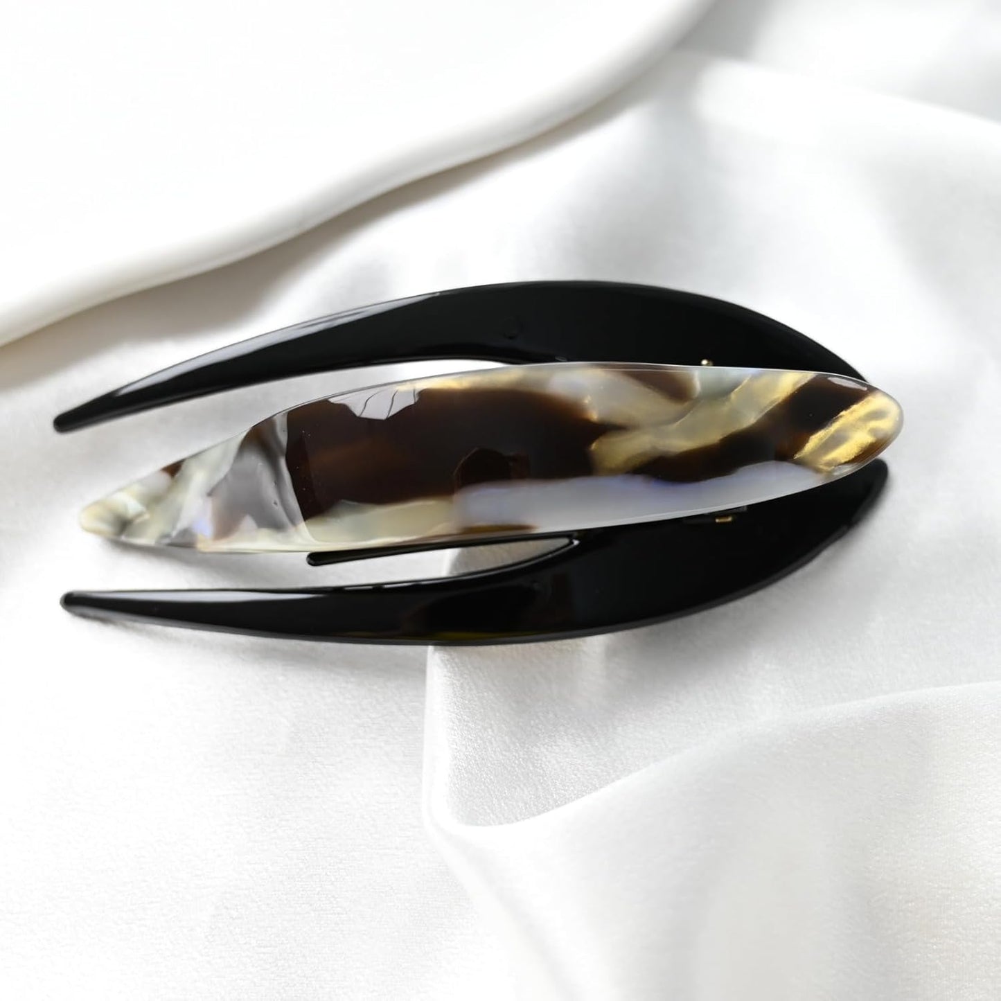 Handmade Celluloid French Design Tortoise Shell Barrettes Side-slide Opening Duck Luxury Fashion Accessories Hair Clip Claw for Women (coffee)