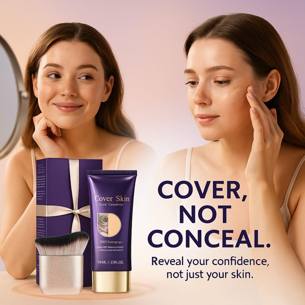 Waterproof Body Concealer with Brush – Waterproof Full Coverage Body Foundation for Scars, Stretch Marks & Tattoos – Streak-Free Leg & Arm Makeup for Even Skin Tone and Natural Radiant Finish