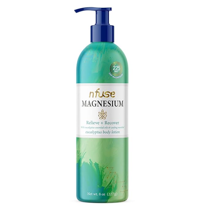 nfuse Magnesium Lotion | 100% Pure Magnesium Chloride USP Grade | Calming Magnesium with Eucalyptus Essential Oils and Menthol (8 oz)