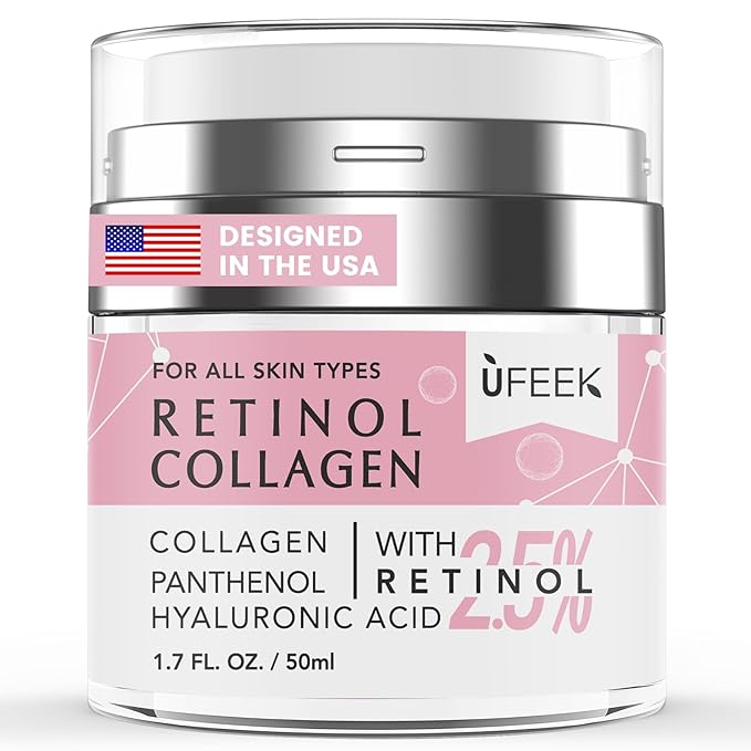 Retinol Face Moisturizer with Collagen & Hyaluronic Acid - Instant Face Lift Cream, Neck Cream for Tightening and Firming, Anti Aging Face Cream for Women and Men, 1.7 Fl Oz
