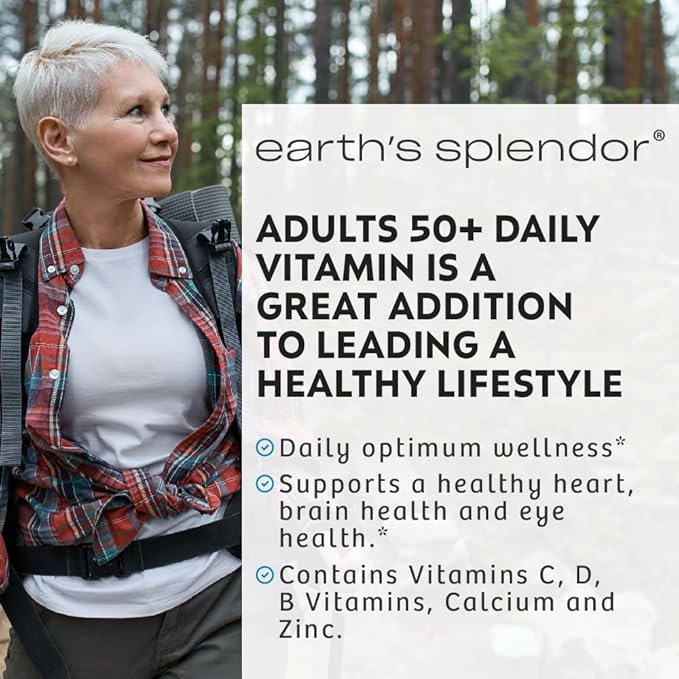 Earth's Splendor Adults 50+ Daily Vitamin- Overall Wellness Support, Daily Nutrients, 120 Day Supply
