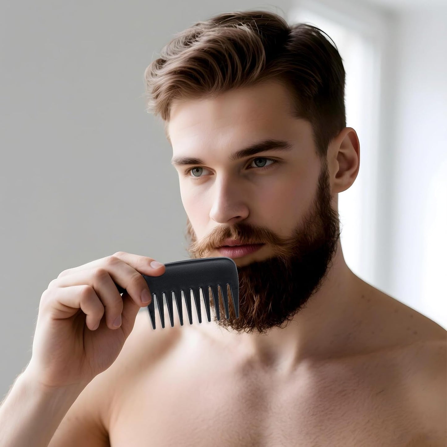 2 Pcs Wide Tooth Comb, Pocket Small Travel Mini Curly Hair Comb Wallet Shower Styling Comb Suitable for Women and Men Straight, Curly Hair, Wet and Dry Hair for Travel and Home Use, Black