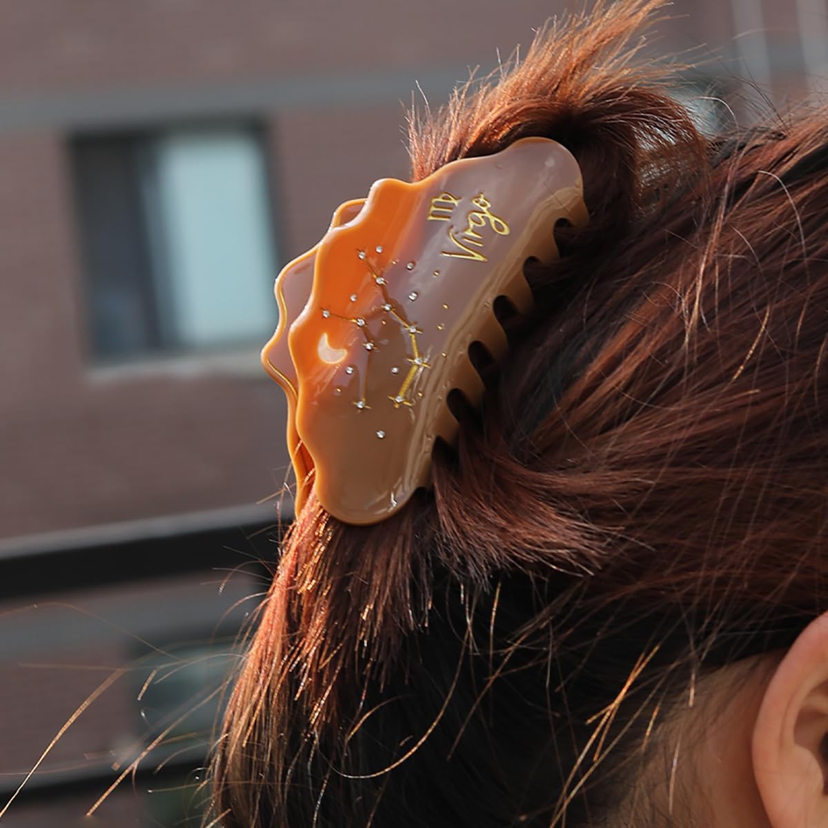 Fantasy Virgo Sign Hair Clips,Novelty Acetate Claw Clip,Zodiac Hair Clips for Women,Brown