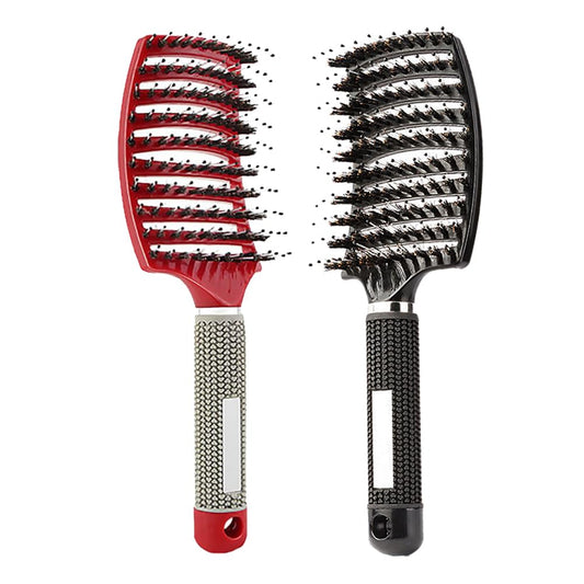Voremy Magical Brush Detangler, Ultra Detangling Brush, For Wet Or Dry Detangling HairBrush For Men, Women And Kids, Fast Drying Styling Massage curved Hairbrush (Red+Black)