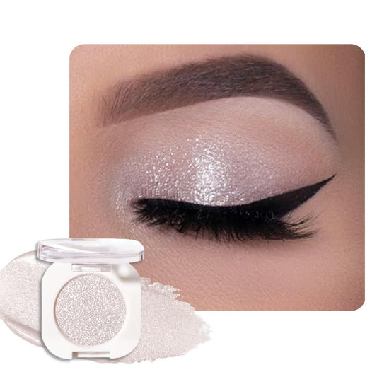 Pear White Single Glitter Eyeshadow Makeup, Neutral Powde Eye Shadow for Women, White Shimmer Singles Eyeshadow Palette Pigmented Waterproof, sombras para ojos, Girls Monochrome Eyeshadows Gift