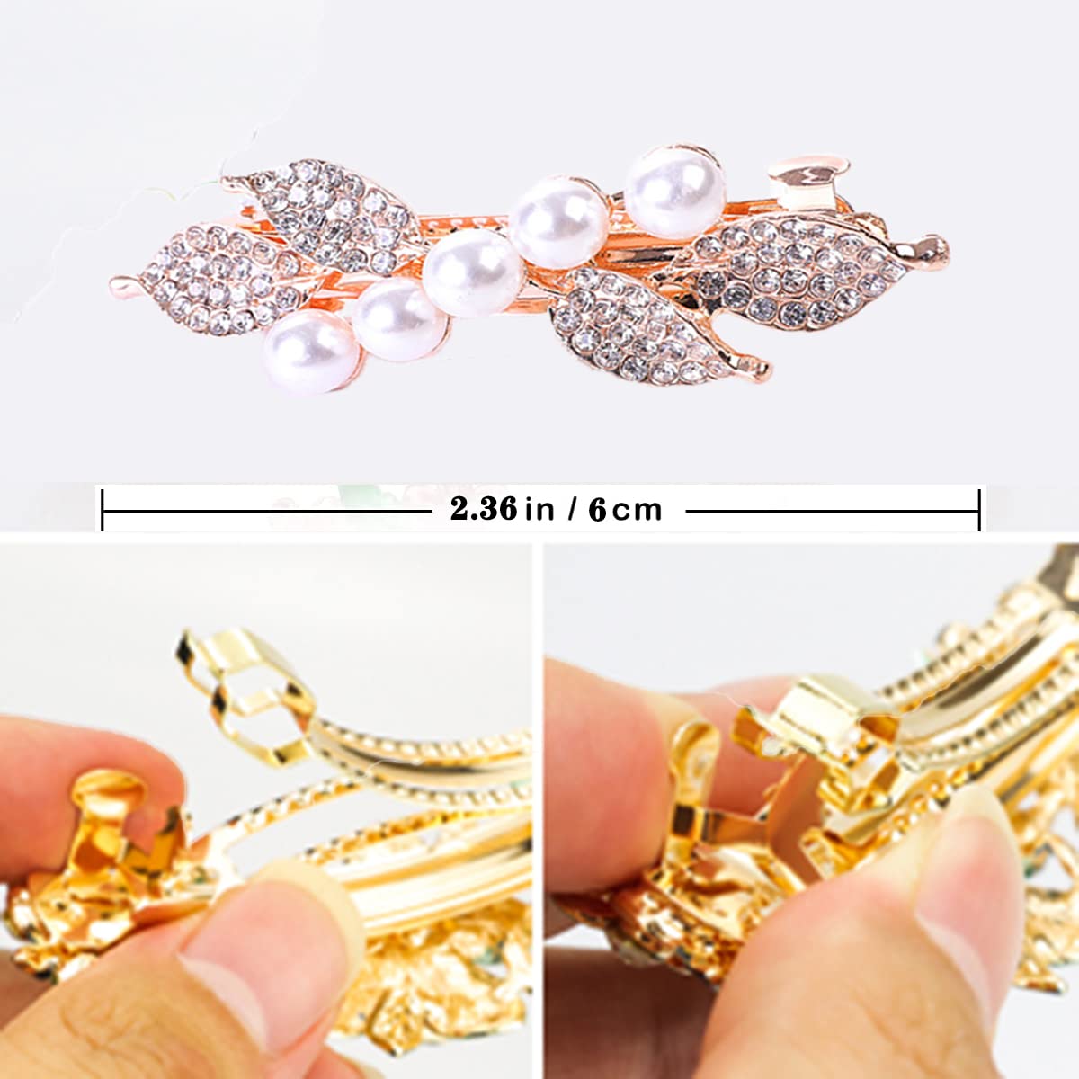 3 Pieces Beautiful Rhinestones Retro Classic Large Hair Clips Hair Accessories for Thick Hair Wedding Hairpin Bridal Pin 6cm, 1-Pearl Multicolor A