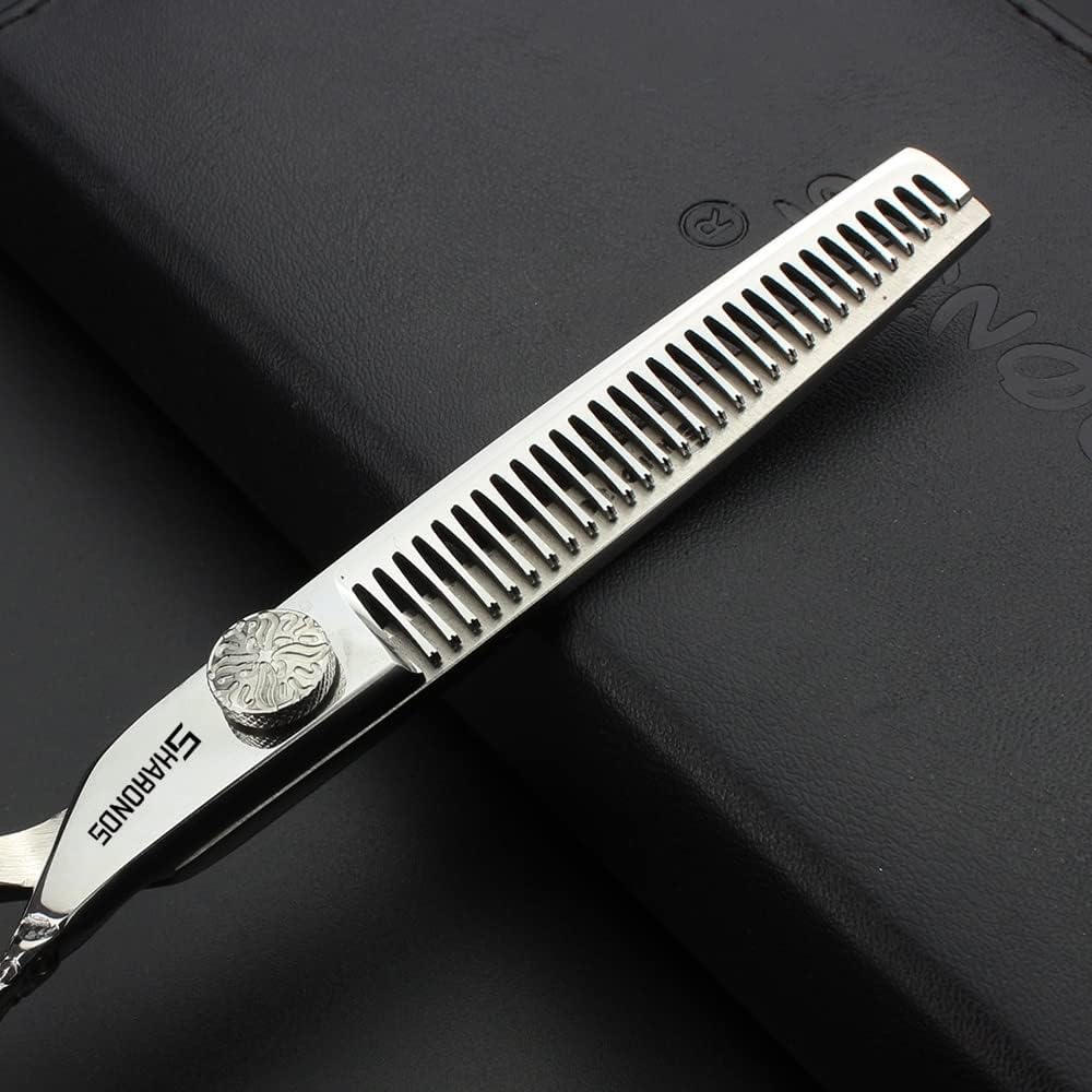 6/7/8 Inch Professional Hairdressing Scissors Barber Rose Pattern Hair Stylist Shears Styling Tool Japanese Stainless Steel Clippers (6-in four piece set)