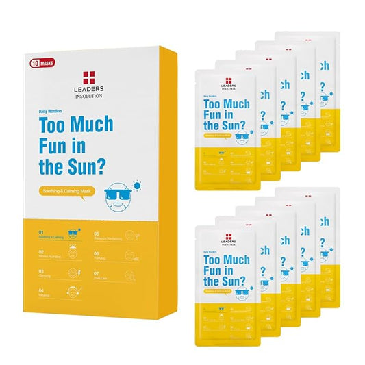 Leaders Insolution Daily Wonders Too Much Fun in the Sun? Facial Mask Sheet Soothing and Calming Hydrating Korean Skincare (10 Sheets)
