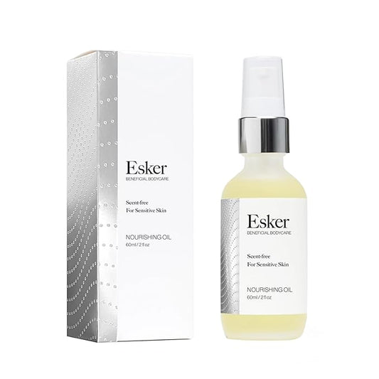 ESKER Nourishing Body Oil For Sensitive Skin Formulated to Hydrate and Retstore Dry Skin Infused with Prickly Pear Oil | Unscented | Vegan | Cruelty-Free Clean Beauty (2 fl oz | 60 ml)