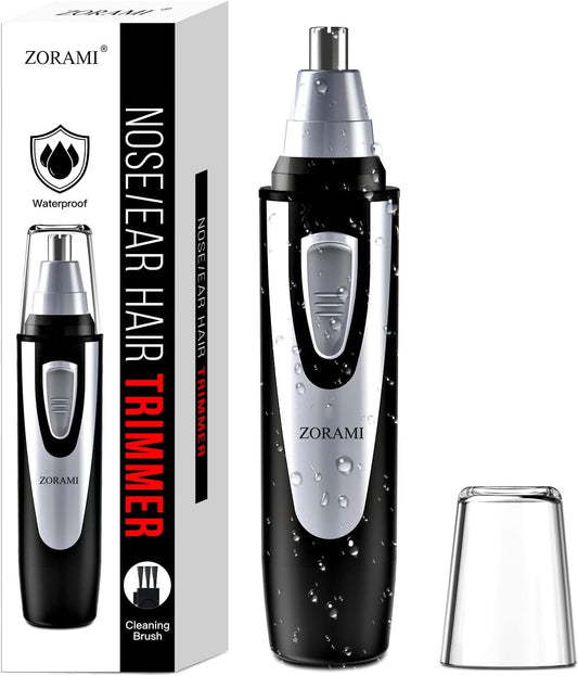 Ear and Nose Hair Trimmer Clipper - 2025 Professional Painless Eyebrow & Facial Hair Trimmer for Men Women, Battery-Operated Trimmer with IPX7 Waterproof, Dual Edge Blades for Easy Cleansing Black