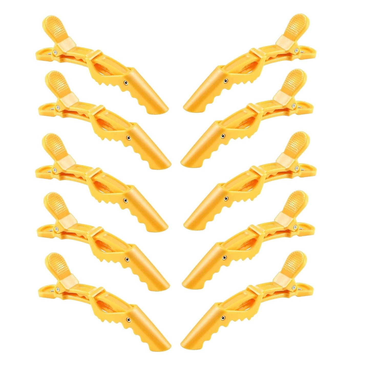 10pcs/set Multicolor Croc Clips Transparent Plastic Hairdresser Clips Hair Styling Sectioning Barrettes Professional Non Slip Alligator Clips Salon DIY Accessories Hairpins (10pcs-Yellow)