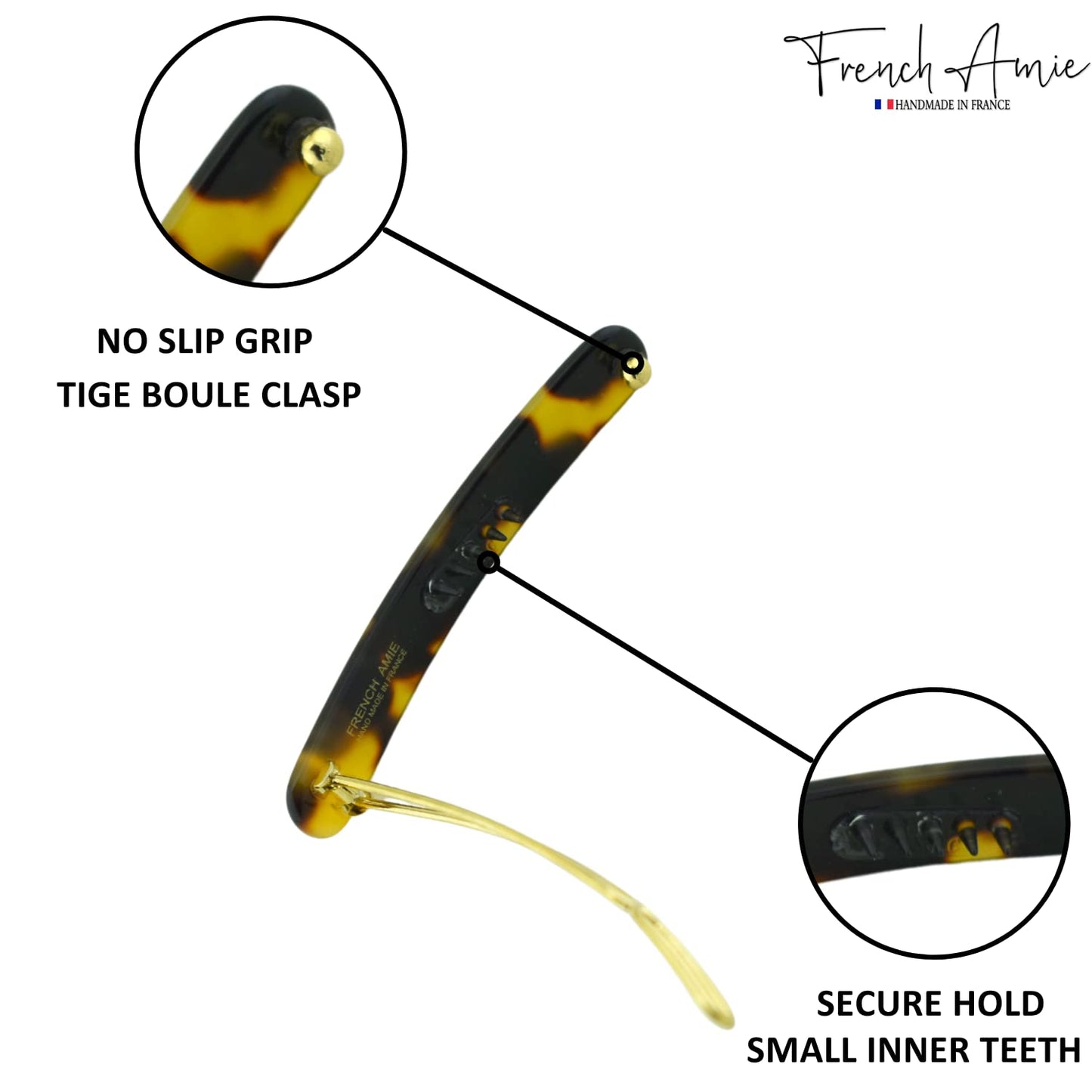 French Amie Rounded Oblong Small 2.5" Cellulose Set of 2 French Hair Clips Tige Boule Handmade Girls Side Slide-in Hair Barrette Clip (Yellow Tokyo)