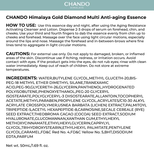 Gold Diamond Multi Anti-aging Essence (50ml/1.69oz) - Tri-Peptide Serum for Visible Correction of Anti Aging Signs & Wrinkle with Carnosine