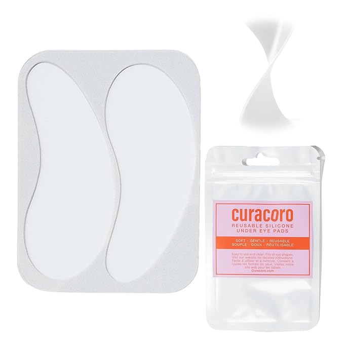Curacoro Reusable Eye Pads, Silicone Under Eye Patches Lash Lift Cover Eyelash Extension | Soft Pads for Sensitive Skin during Eyelash Perm Lamination & Lash Extensions Remover (White, Style 3)
