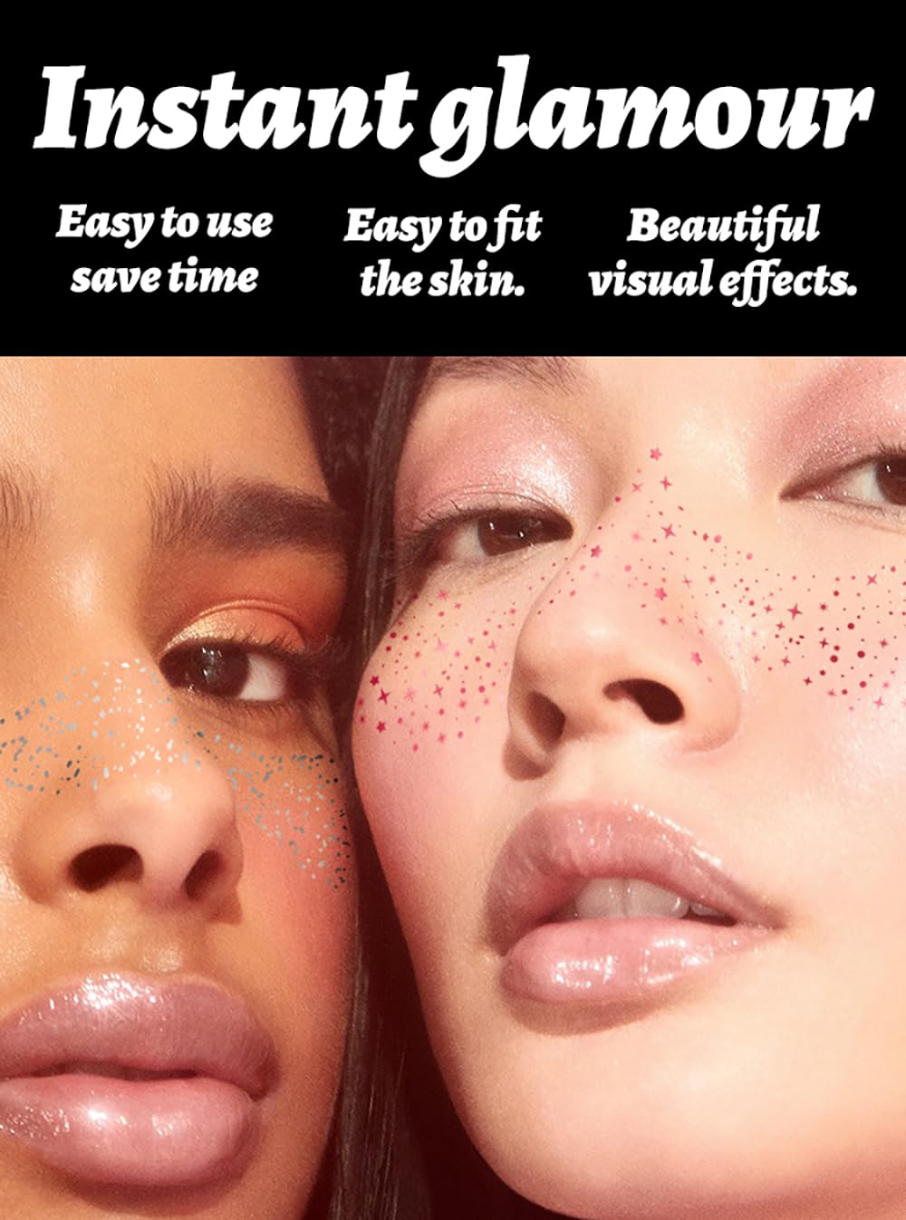 6Pcs Face Makeup Patches, Glitter Freckles Face Tattoo, Beauty Face Makeup Cute Glitter Makeup Accessories for Women - Cosmetic Glitter for Face