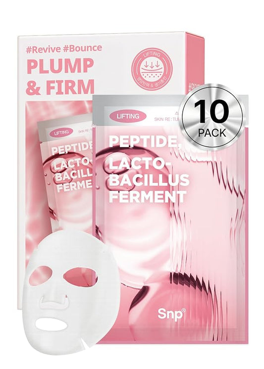 [K Beauty] Skin Return Lifting Essence Sheet Mask | Hydrating and Firming for All Skin Types | Vegan Sheet Masks | Peptide and Lactobacillus | Korean Face Masks Skincare | Facial Mask | 10 Sheets