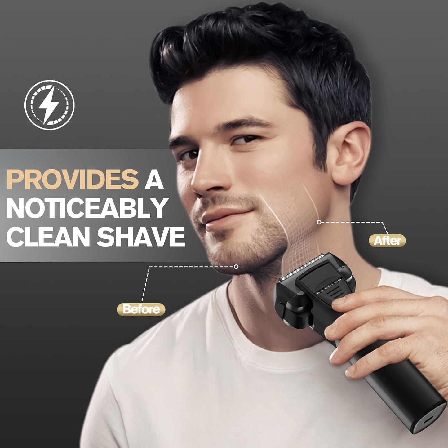 5-Blade Cordless Electric Razor for Men, 2-Speed Electric Shavers for Men Face, Close Shaving Men's Foil Shaver for Coarse Hair Wet/Dry USB-C Fast Charging &100 Min Runtime - Travel-Ready & Giftable