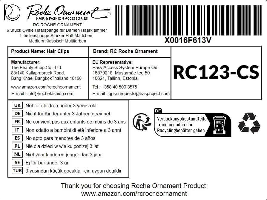 RC ROCHE 6 Pcs Flat Claw Hair Clips for Women Lay Down Barrettes No Crease Side Slide Thick Long Hair Duckbill French Against Head Jaw Claw Styling Clamp, Medium Classic