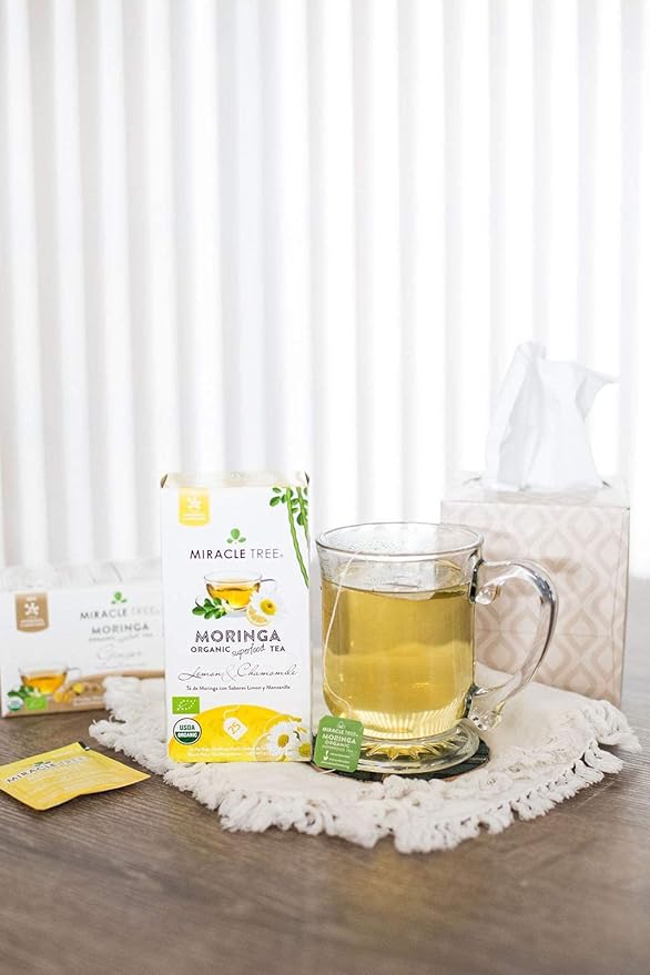 Miracle Tree - 3 Count of Organic Moringa Superfood Tea, 25 Individually Sealed Tea Bags, Lemon & Chamomile (Keto, Detox, Energy/Immunity Booster, Vegan, Gluten-Free, Organic, Non-GMO, Caffeine-Free)