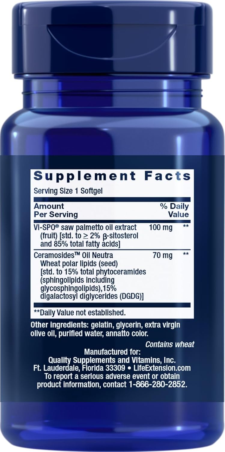 Life Extension Hair Growth for Women, hair growth supplement, fullness and density, Ceramosides™, VI-SPO®, non-GMO, 1-daily, gluten-free, 30 softgels