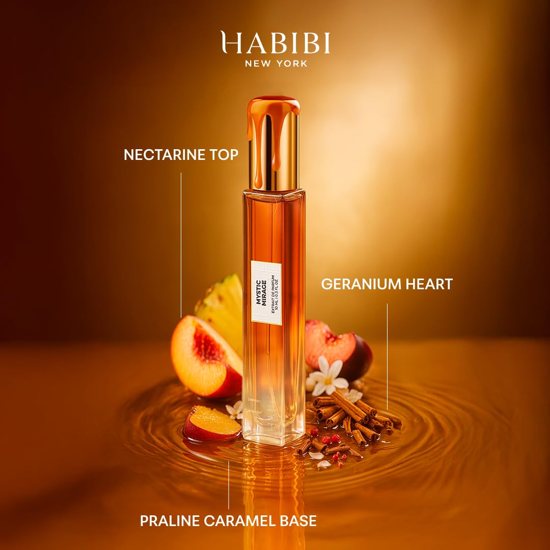 H HABIBI Mystic Mirage Extrait De Parfum 10ml (0.30 fl Oz) – Travel Size Arabian Fragrance for Women & Men, Long Lasting, 25% Perfume Oil, Luxury Niche Scent with Leather Case