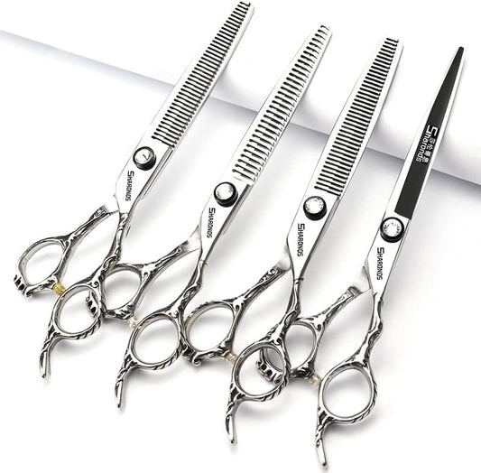 Hairdressing Salon Hairdressers Scissors 6/6.5/7/8 Inch Hair Clippers, Hairstyling Tools And Scissors (7 inch 4PC)