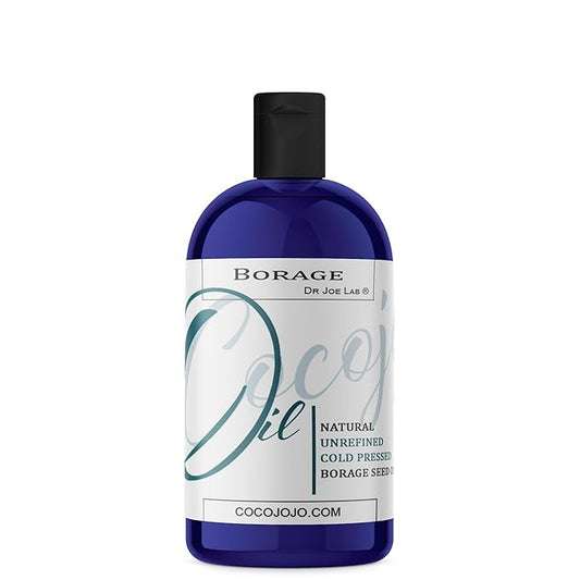 Dr Joe Lab Borage Seed Oil - Pure Cold Pressed Non-GMO High GLA PA & Hexane-Free Carrier Oil for Skin Hair Nails Body Beard Face 16 oz - All Skin Types - Packaging May Vary