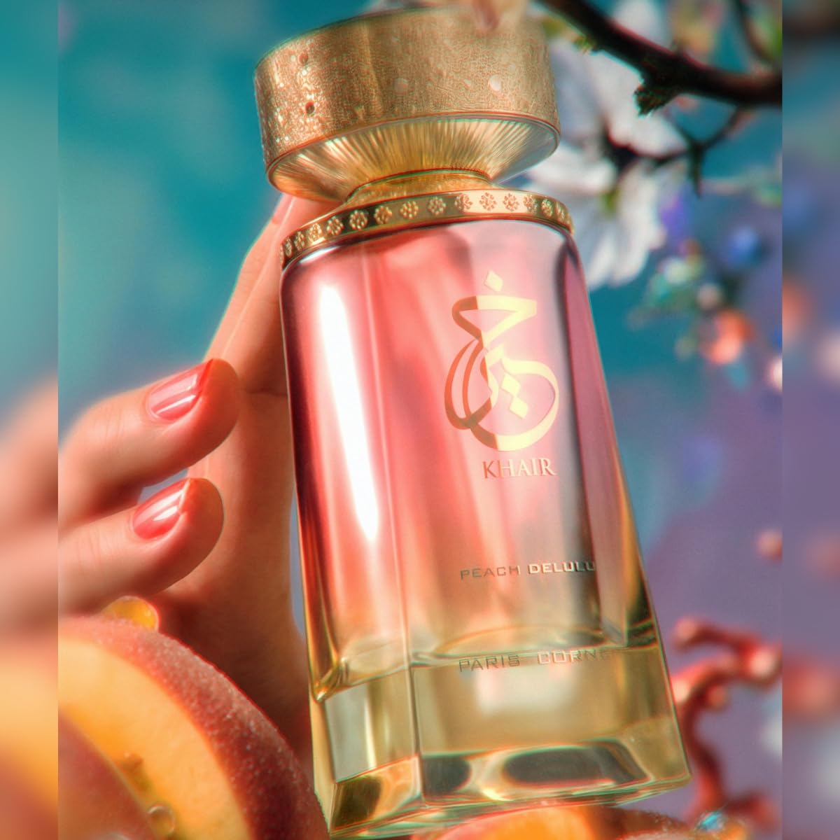 Paris Corner | Khair Peach Delulu Eau de Parfum for Women – 3.4 Fl Oz | Sophisticated Gourmand Perfume with Peach, Nectarine, Guava, Vanilla & Florals | Long Lasting Luxury Fragrance