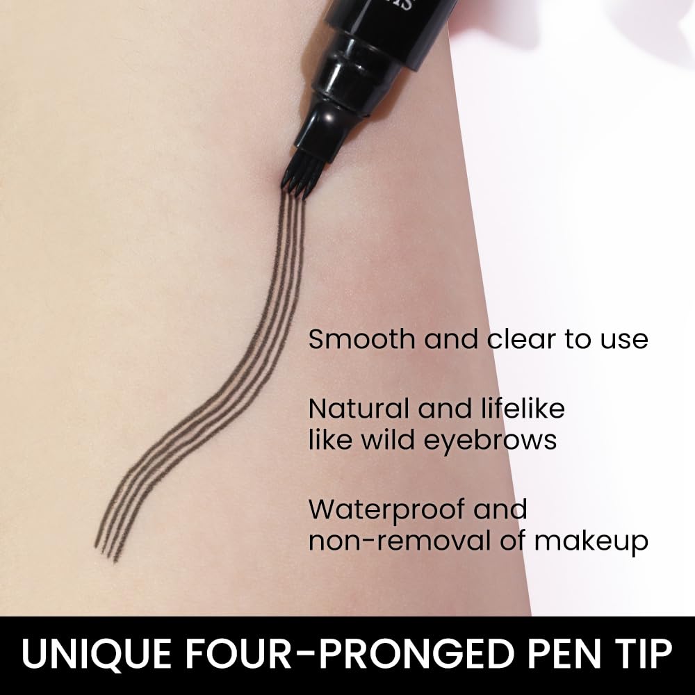 BINGBRUSH Eyebrow Ink Pencil by Brow Stylist -Micro 4 Point Brow Pen Lift & Snatch 2 Eyebrow Pen Kits with 3 Eyebrow Stencil Long-Lasting Waterproof Natural Eyebrow Hair (B-2Pc 05# Black)