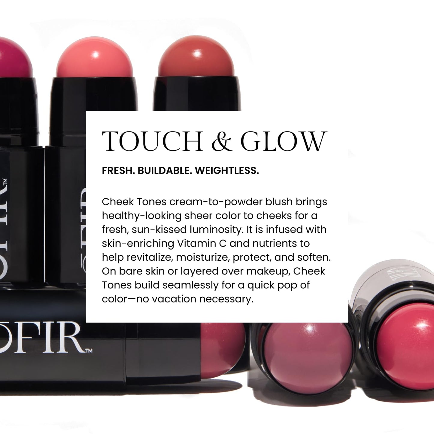 OFIR Cheek Tones Vitamin C Blush Stick | Buildable, Hydrating, Lightweight, Vegan Cream Blush Stick | Non-Transfer, Radiant Finish, Skin-Loving Formula | Brown Pear - Brick Brown | 0.21 oz