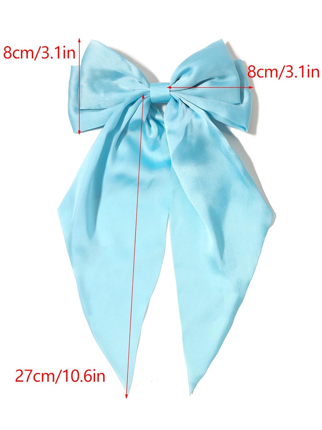 Furling Pompoms Hair Bows Clips for Women Large Bow Clips for Girls Satin Long Tails with Alligator Clips Big Hair Bow Hair Accessories (Pink Blue)