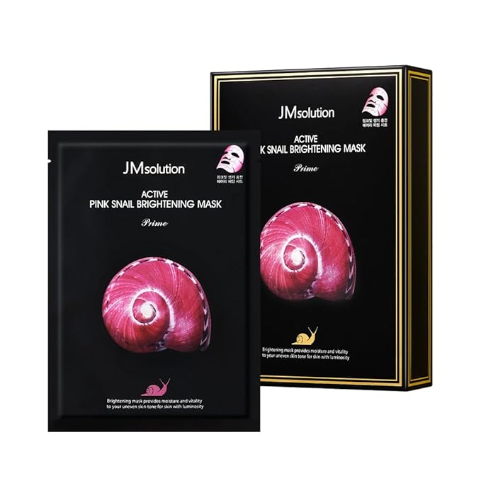 JM Solution Marine Luminous Pearl Deep Moisture 3 Step Skin Care Face Mask - Korean Skincare Facial Mask - boosting Brightening Moisturizing-10 Sheets for Dry Skin (Pink Snail)