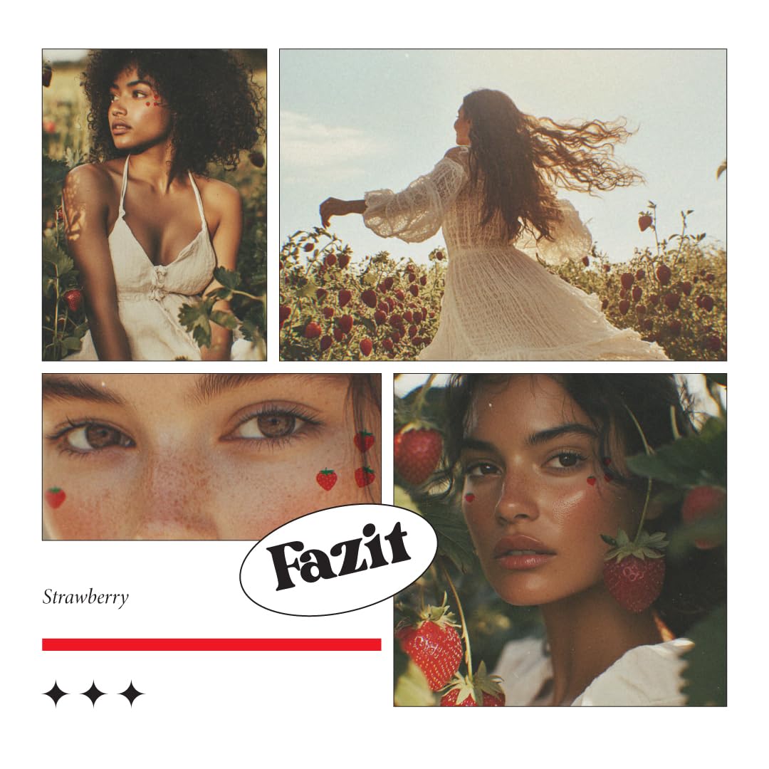 Fazit Makeup Patches - Face Makeup Patches - Beauty Face Makeup - Strawberry Speckles - Waterproof Strawberry Speckles - Temporary Face Strawberry Speckles For Women - 6 count