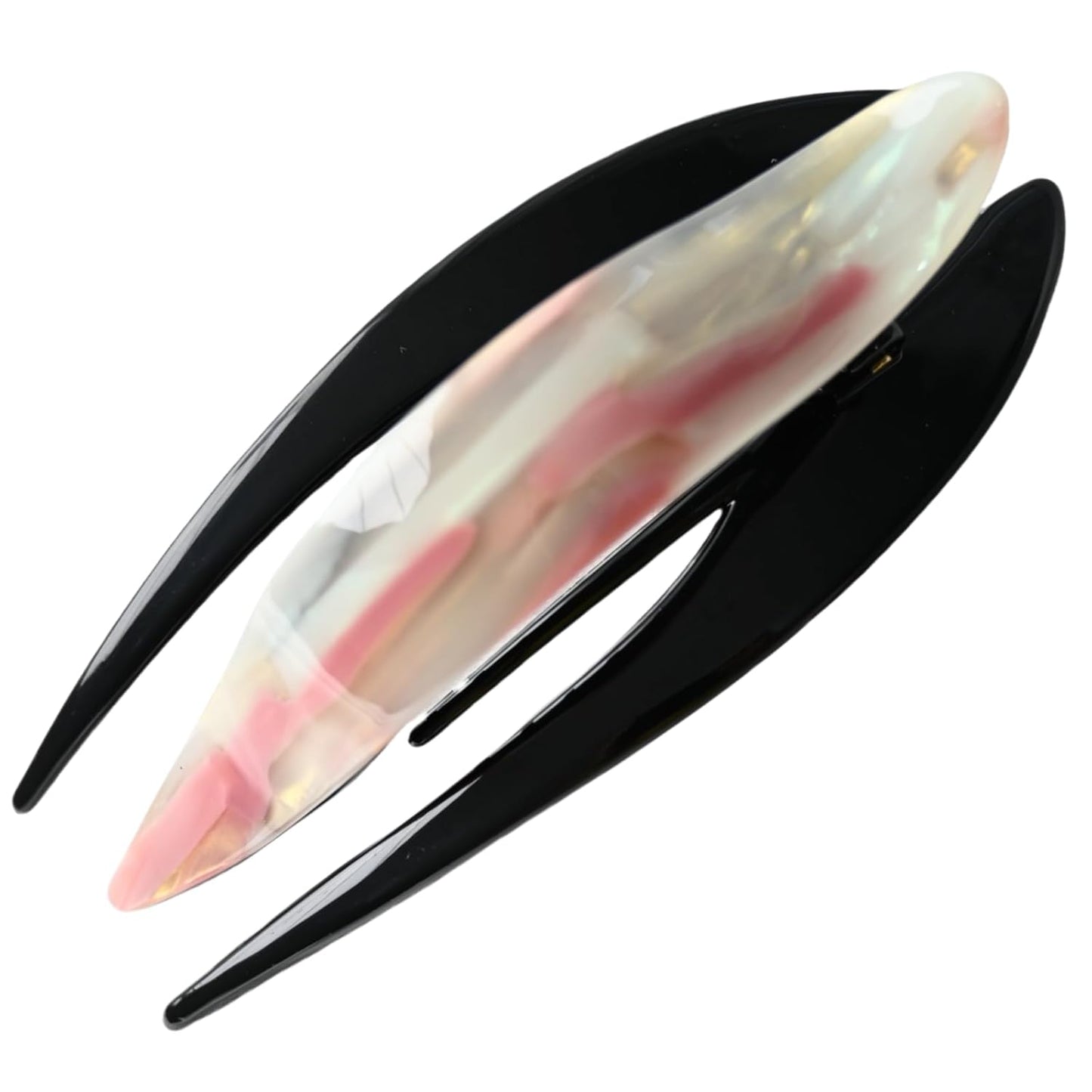 Handmade Celluloid French Design Tortoise Shell Barrettes Side-slide Opening Duck Luxury Fashion Accessories Hair Clip Claw for Women (mousse pink)