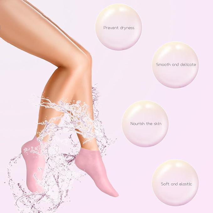 Jolbndcv 5 Pairs Silicone Moisturizing Glove Socks Silicone Gel Spa Socks Pedicure Socks Foot Care Silicone Aloe Socks for Foot Hand Softening