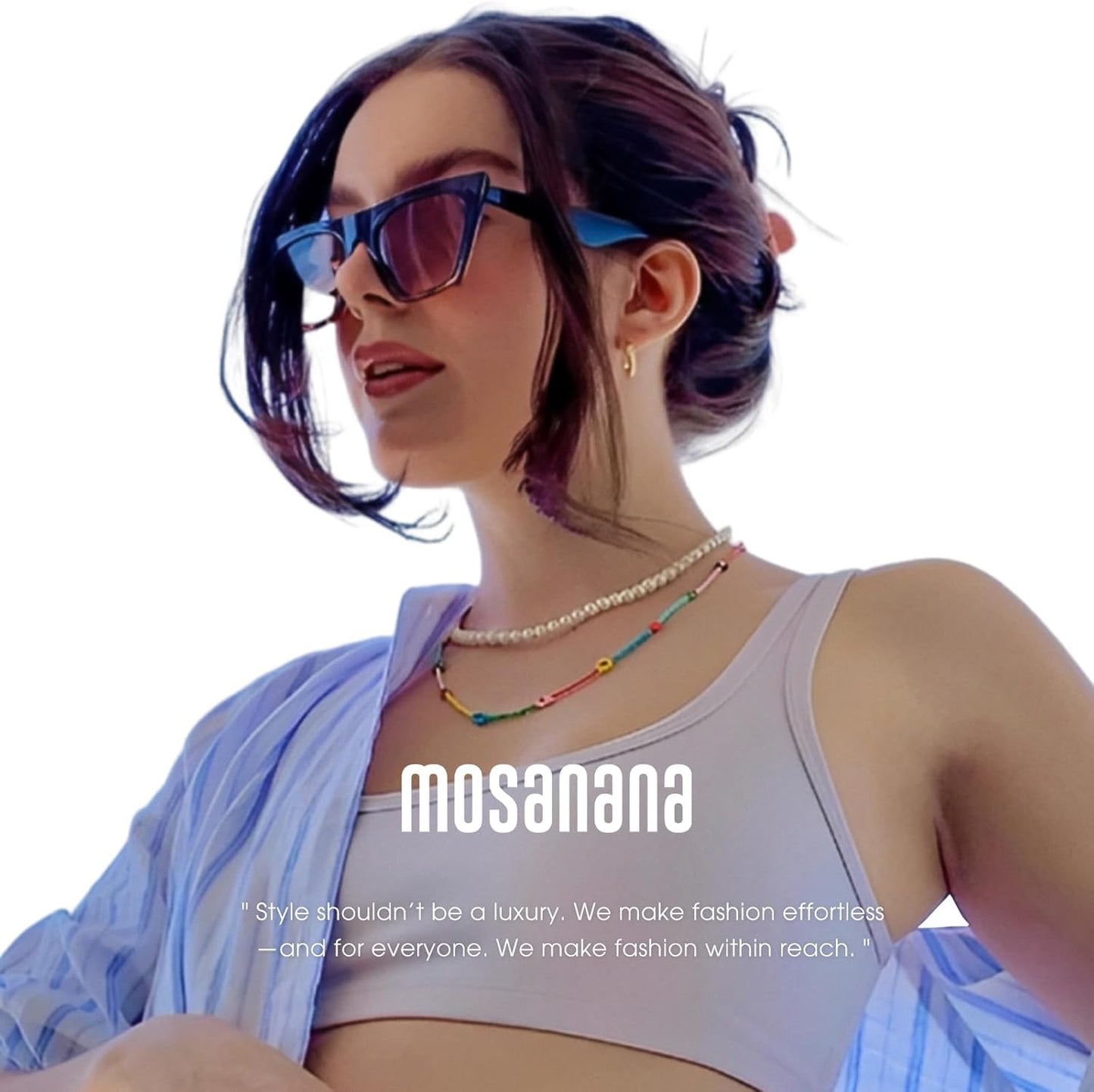 mosanana Square Cat Eye Sunglasses for Women Trendy Retro Cool MS51801