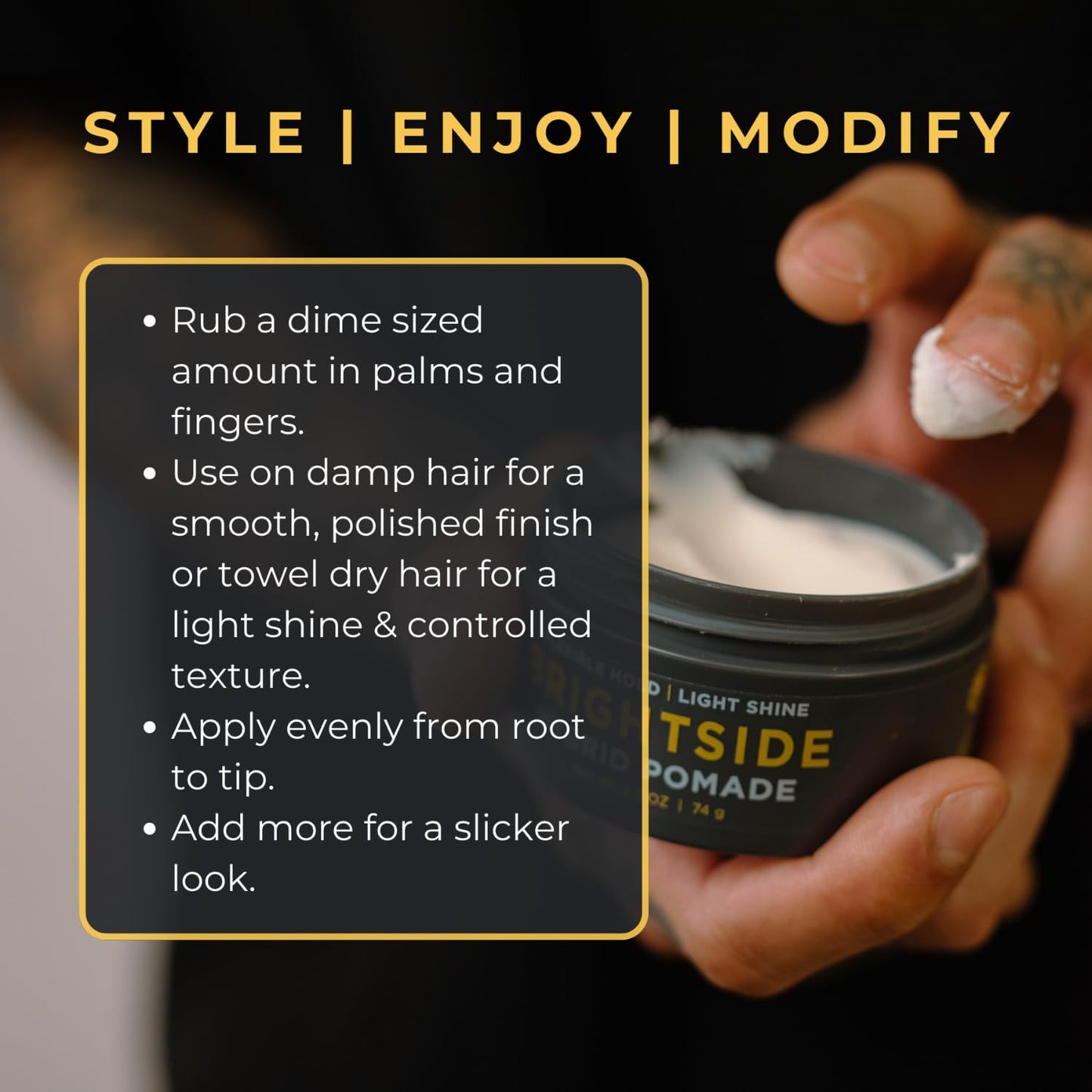 Hybrid Pomade - Flexible Hold Light Shine - Water Based - Shea Butter Beeswax, Jojoba Oil, & Ozokerite Blend - For All Hair Types - Easily Washes Out - Premium Hair Styling Product (2.5oz)