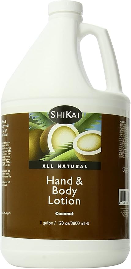 ShiKai Hand & Body Lotion (Coconut, 1 Gallon) | Daily Moisturizing Skincare for Dry and Cracked Hands | with Aloe Vera & Vitamin E