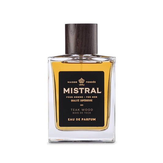 Mistral Men’s Cologne – Teakwood Eau de Parfum | Woody & Earthy Masculine Scent with Citrus, Jasmine, Patchouli & Musks | Cruelty-Free & Long-Lasting Perfume for Men, Made in France - 3.4 Oz