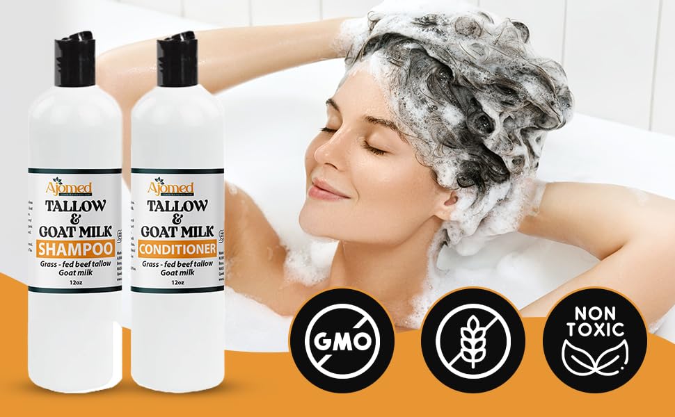 Tallow & Goat Milk Shampoo - Organic Hair Growth, Moisturizing, Handmade (Shampoo 12 Oz)