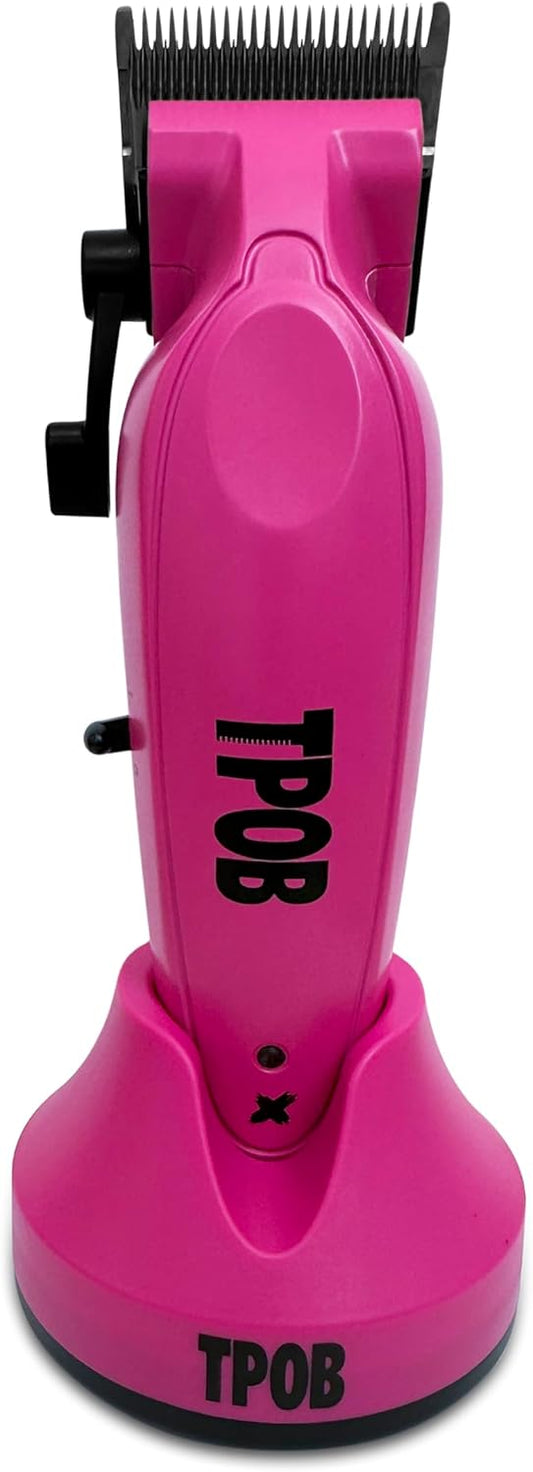 TPOB X Digital Brushless 6800rpm Professional Hair Trimmer Hair Clippers for Men, Psycho Zero Gapped T-Blade Trimmer Cordless Rechargeable Edgers Clippers (X Clipper Pink with Stand)